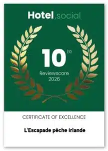 Certificate of Excellence Hotel Social 2026 L'Escapade pêche Irlande note 10 sur 10